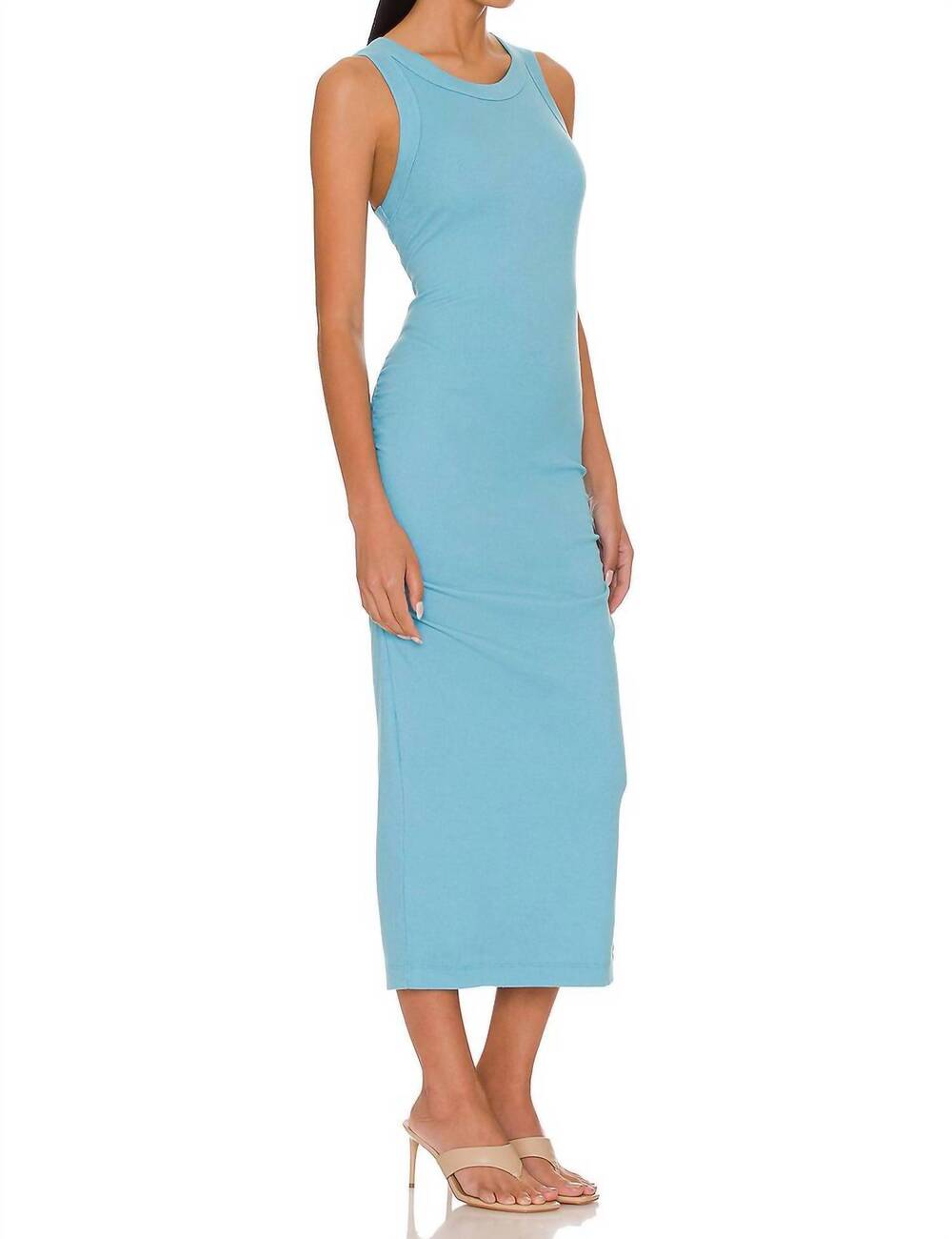 NEW MICHAEL STARS wren ruched midi dress in aruba - Picture 3 of 3